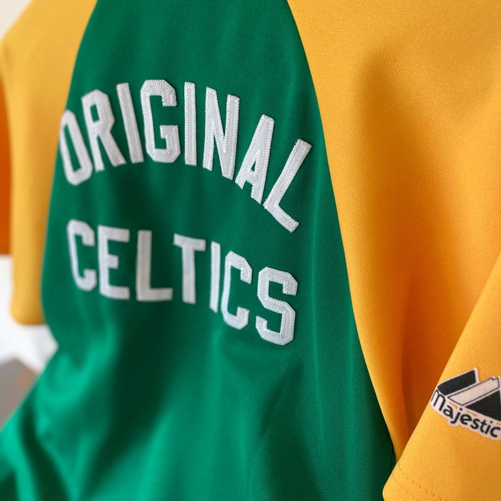 BOSTON CELTICS Majestic Hardwood Classics Warmup Shooting Jacket Retro Green